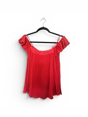 Miss Me Red Off-Shoulder Ruffle Top Women's Size Medium